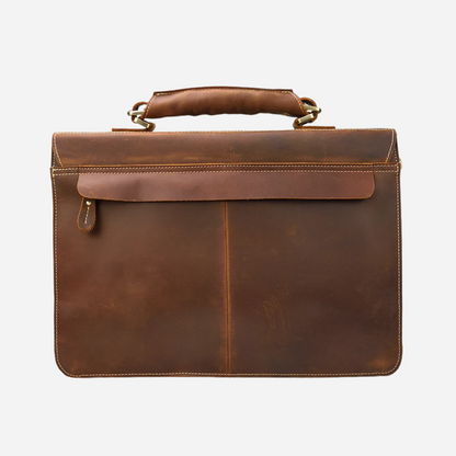 Brown Savvy Full-Grain Leather Briefcase Bag