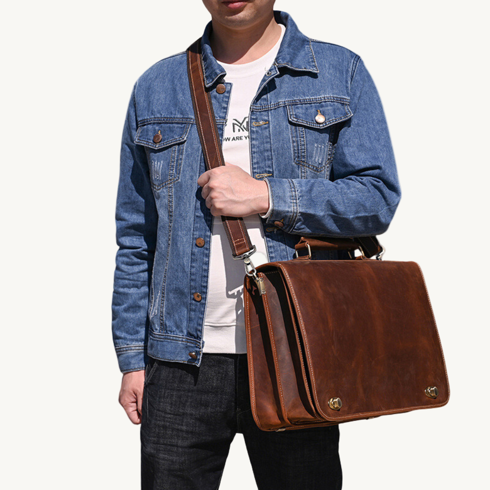 Brown Solace Leather Briefcase