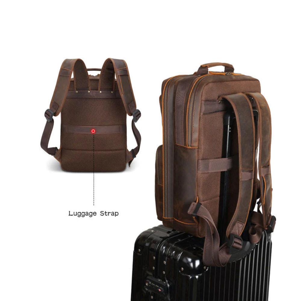 Brown Travel Leather Backpack