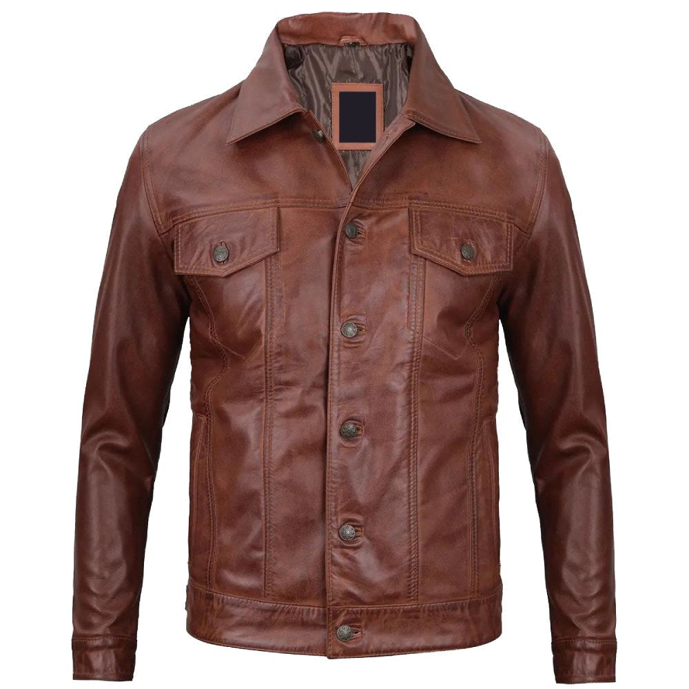 Brown Trucker Pioneer Biker Jacket