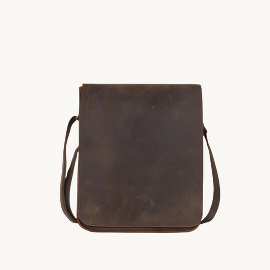 Brown Vintage Crazy Horse Leather Messenger Bag for 9.7 iPad