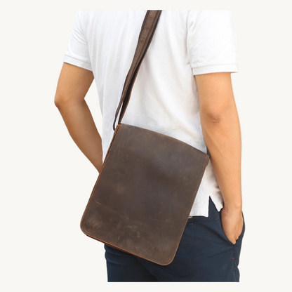 Brown Vintage Crazy Horse Leather Messenger Bag for 9.7 iPad