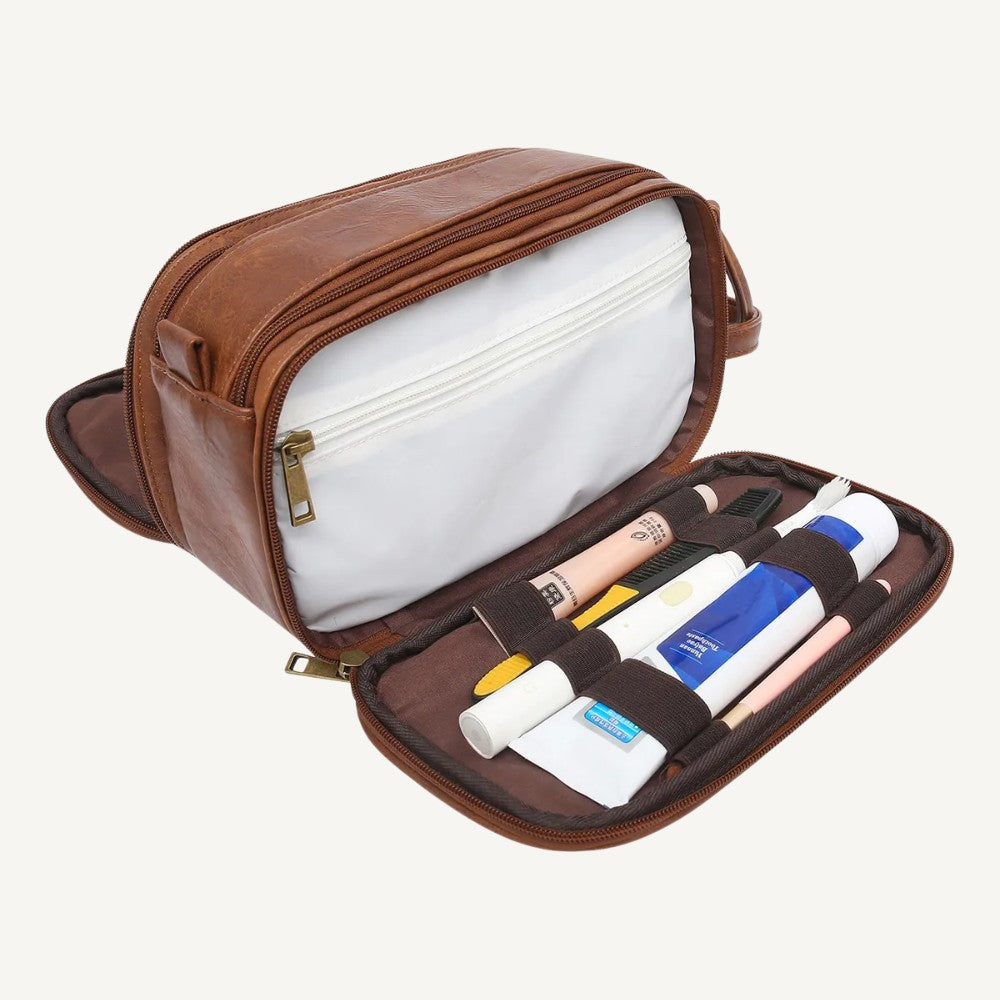 Brown Vintage Leather Dopp Kit