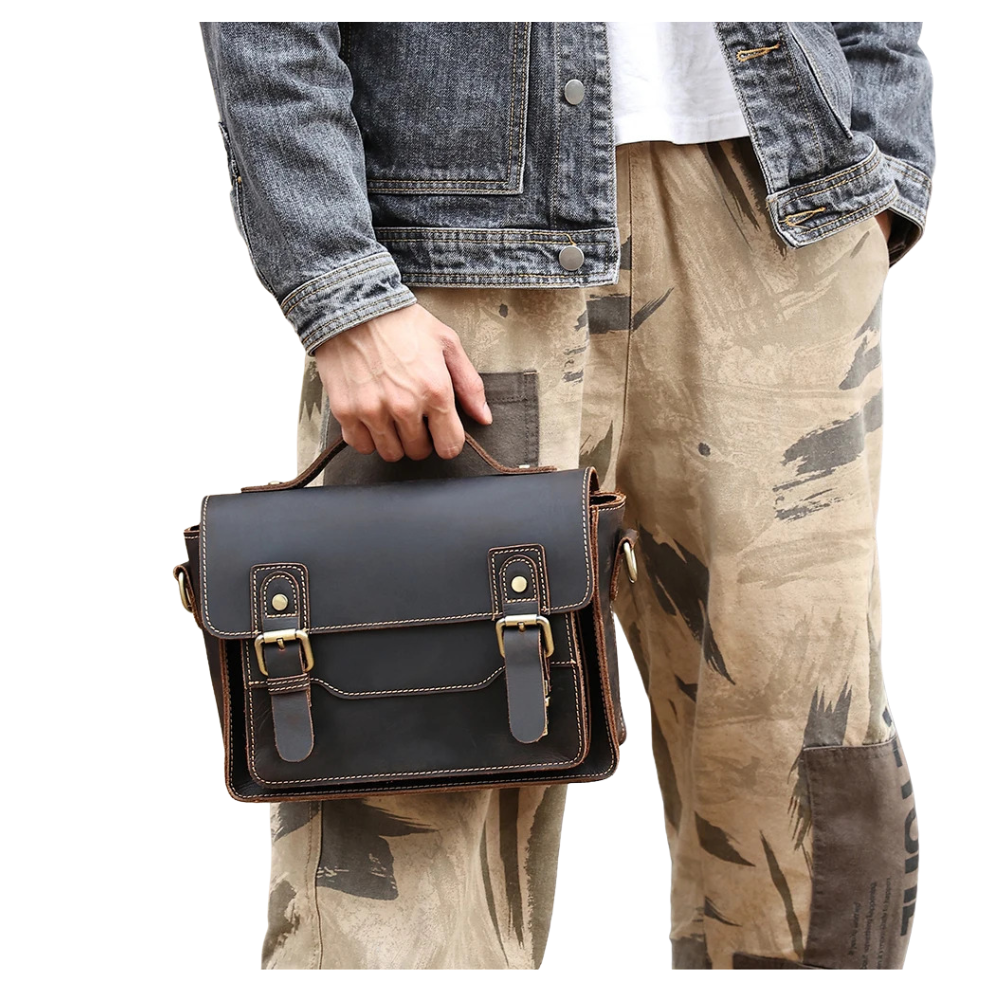 Brown Vintage Leather Messenger Bag for 7.9" iPad