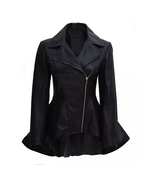 Stylish Peplum Leather Jacket