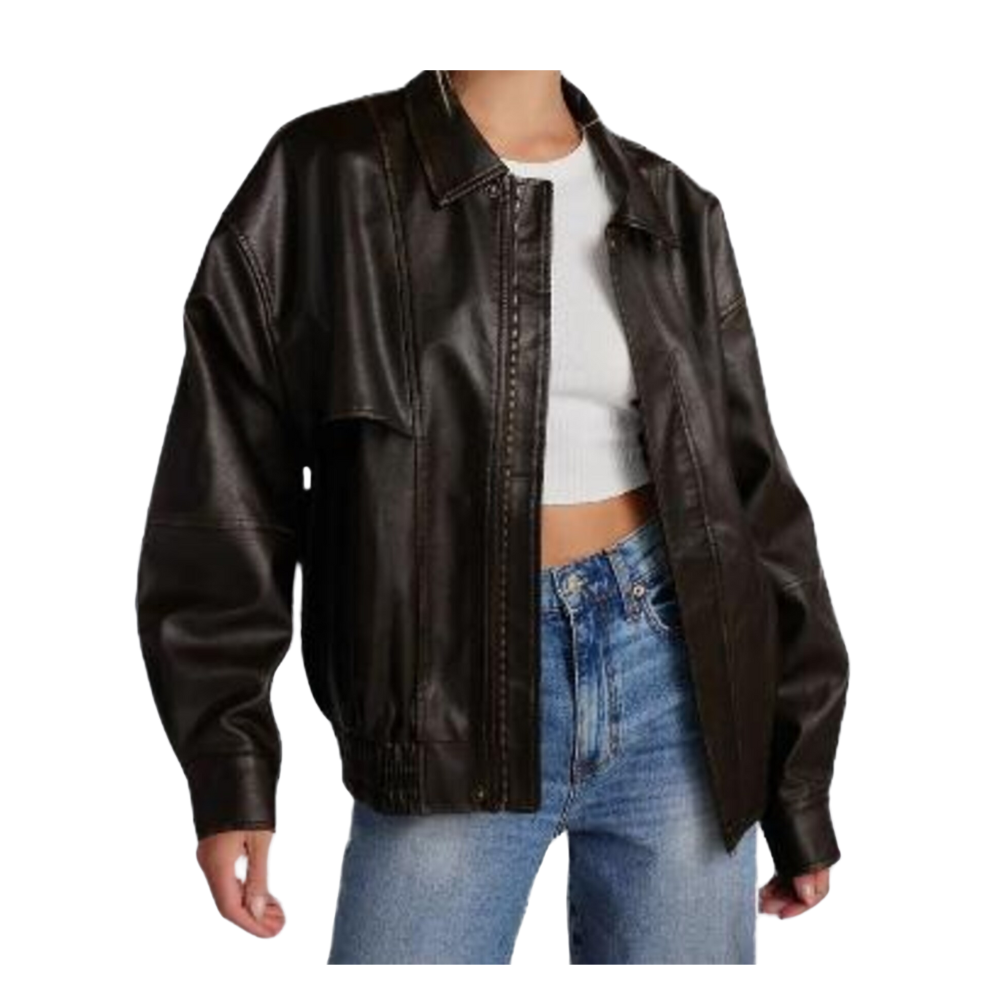 Classic Brown Biker Plus Size Leather Jacket