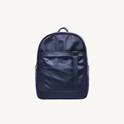 Dark Blue Glide Leather Backpack