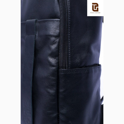 Dark Blue Glide Leather Backpack