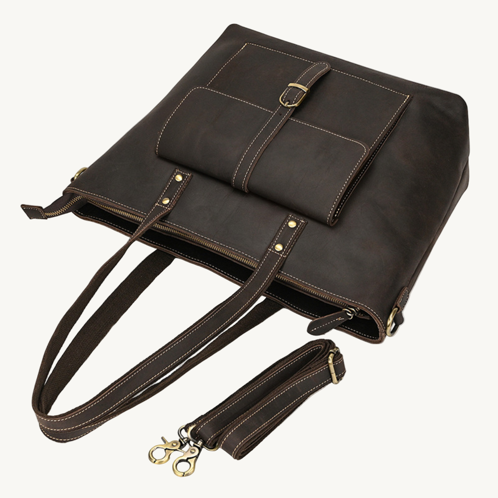 Dark Brown Leather Tote Bag