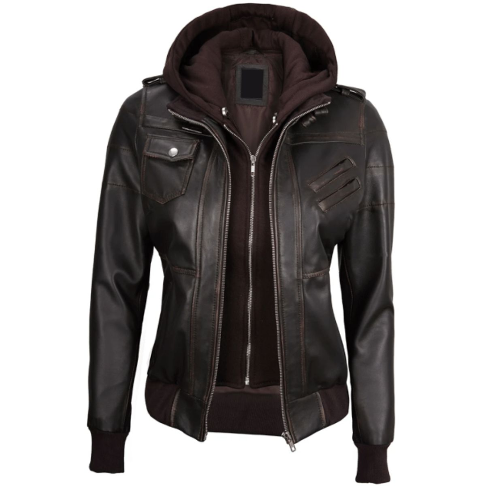 Dark Brown Opulence Hooded Jacket