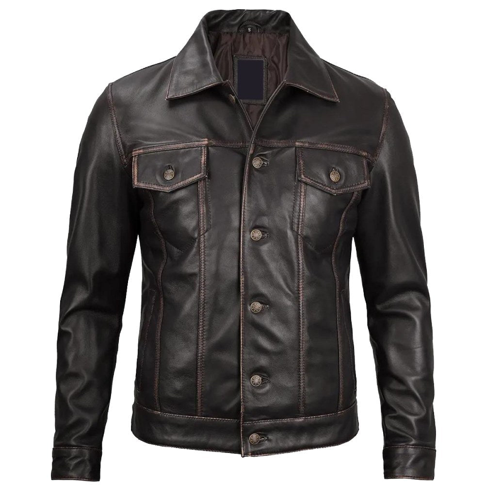 Dark Brown Trucker Nomad Biker Jacket