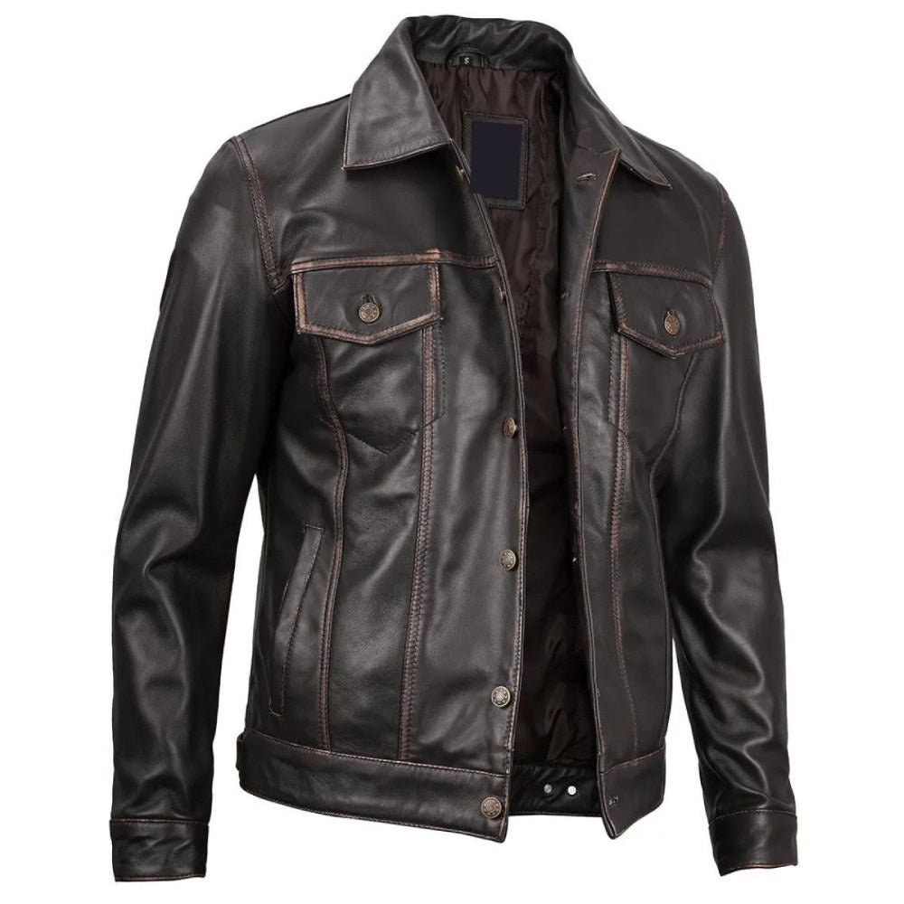 Dark Brown Trucker Nomad Biker Jacket