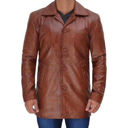 Distressed Brown Wanderer Long Jacket