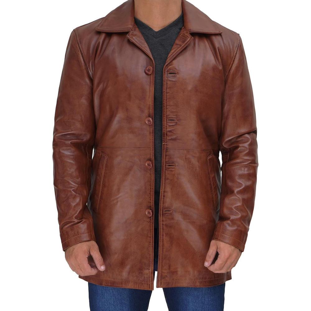 Distressed Brown Wanderer Long Jacket