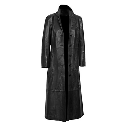 Elegant Black Lambskin Trench Coat