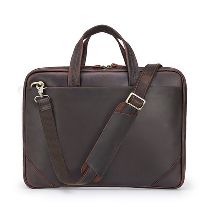 Elegant Brown Leather Crossbody Briefcase