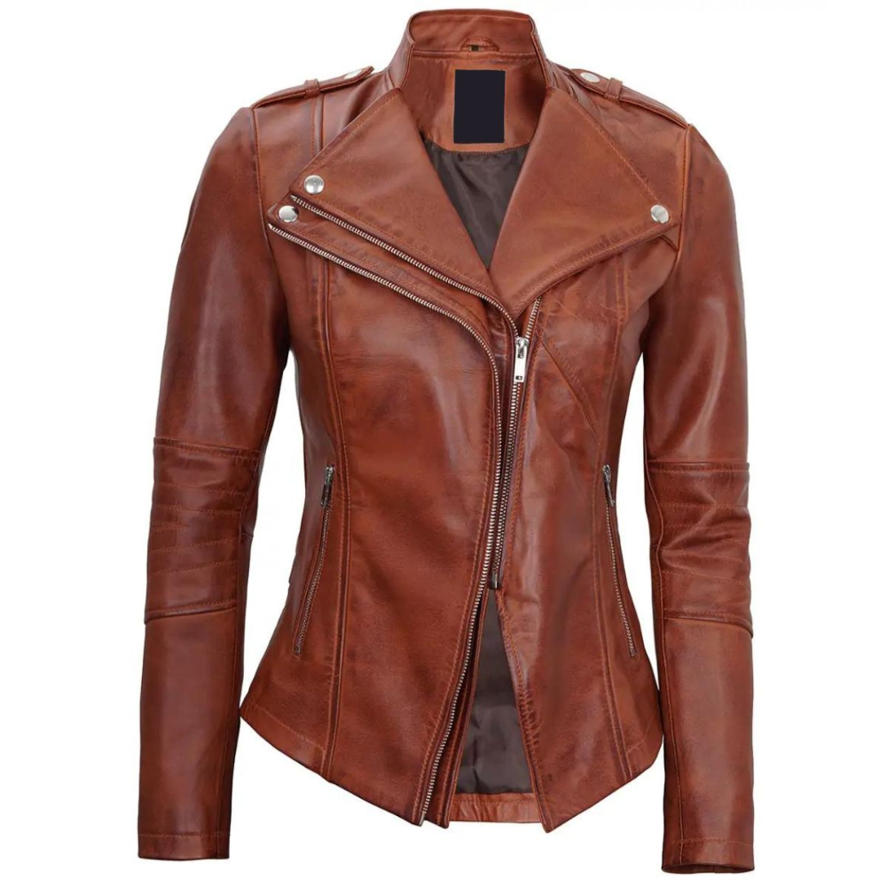 Fitted Brown Warlord Biker Jacket