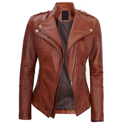 Fitted Brown Warlord Biker Jacket