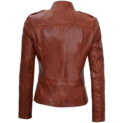 Fitted Brown Warlord Biker Jacket