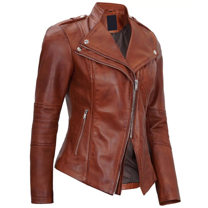 Fitted Brown Warlord Biker Jacket