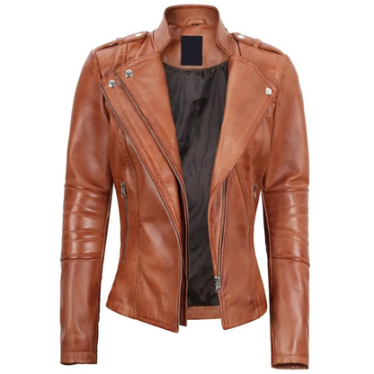 Fitted Tan Stalwart Biker Jacket