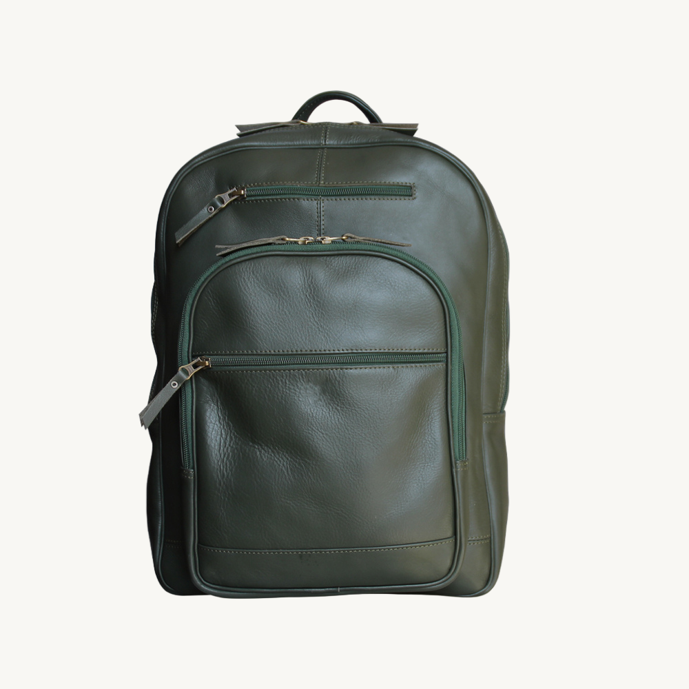 Green-Leather-Backpack