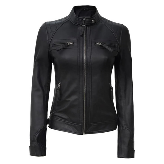 Hand-Stitched-Black-Leather-Biker-Jacket