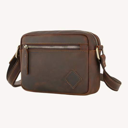 Handmade Brownstone Leather Crossbody