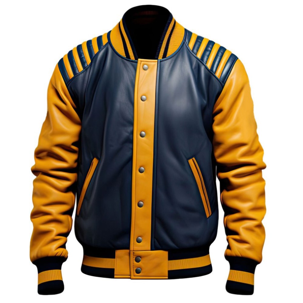 Jock Jacket Navy and Yellow Bomber Jacket – Pious Leather
