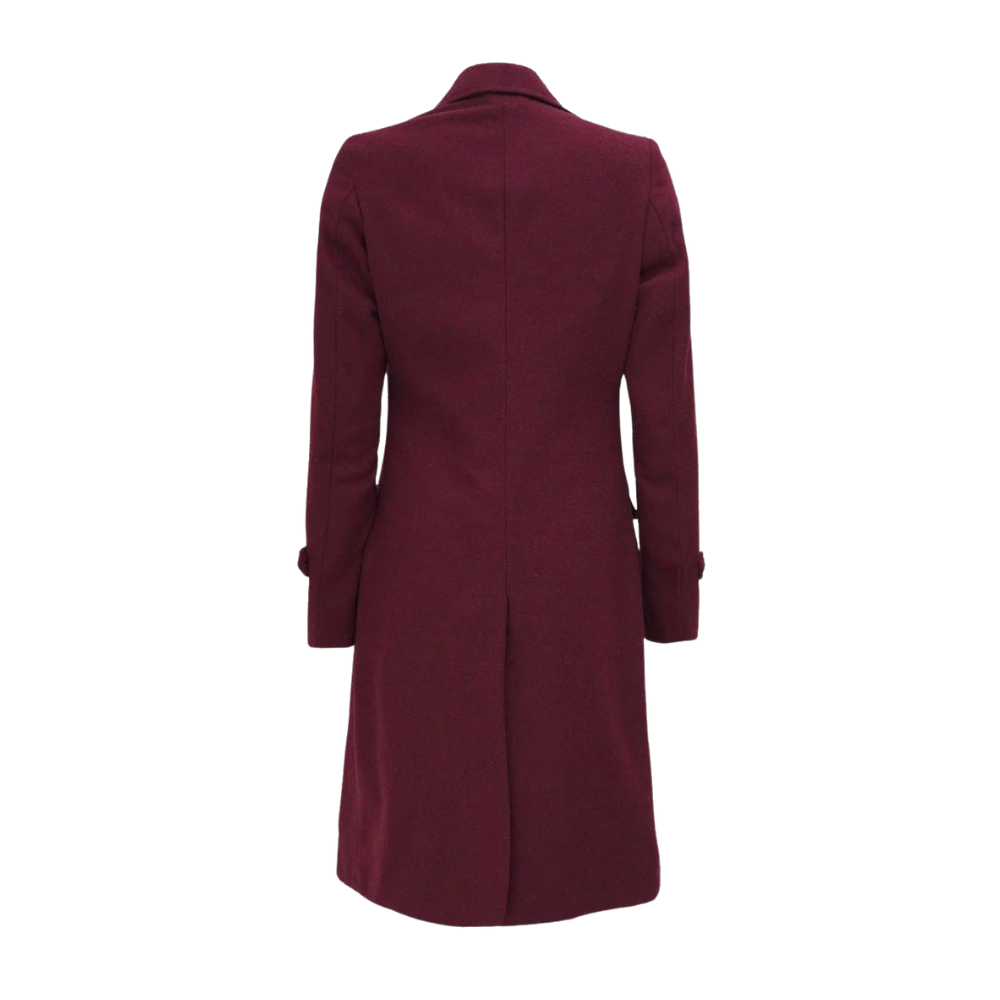 Maroon Double-Breasted Trench Coat