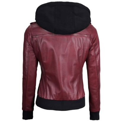 Maroon Solace Biker Hooded Jacket