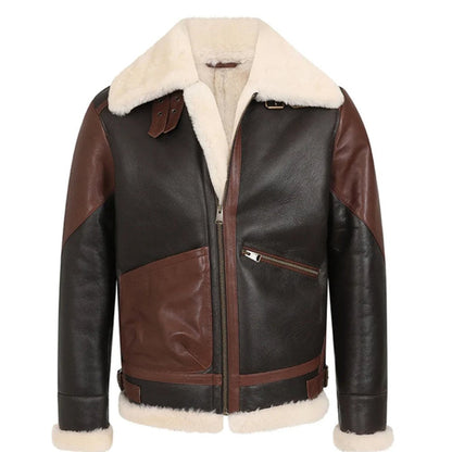Men's Black and Brown Falcon Faux Shearling Jacket