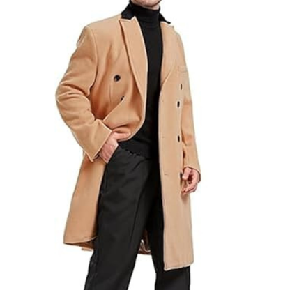 Men's Double-Breasted Cashmere Wool Overcoat