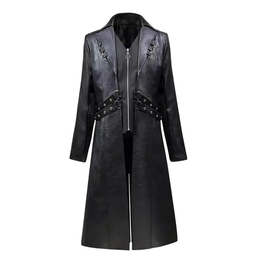 Men's Gothic Leather Trench Coat