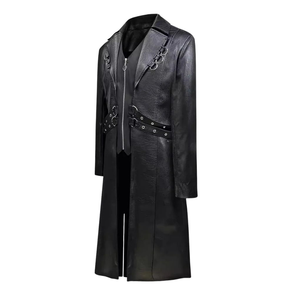 Men's Gothic Leather Trench Coat