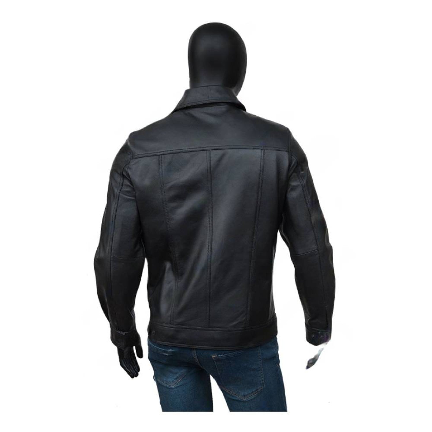 Mens TurnDown Black Leather Jacket