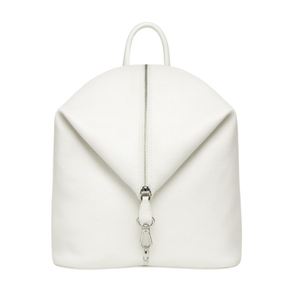 Minimalist White Leather Backpack