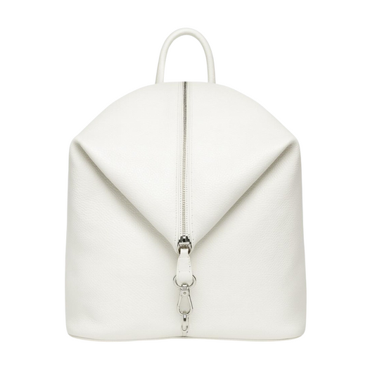 Minimalist White Leather Backpack