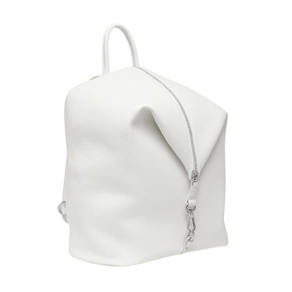 Minimalist White Leather Backpack