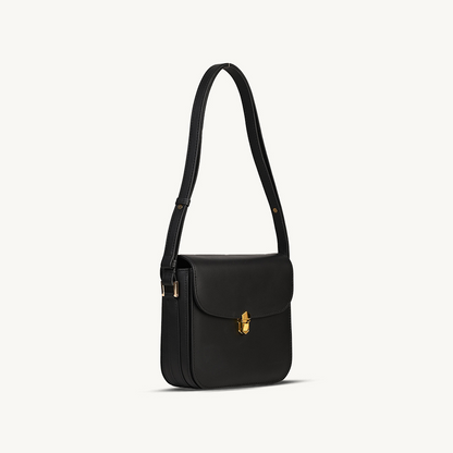Modern Black Leather Shoulder Bag
