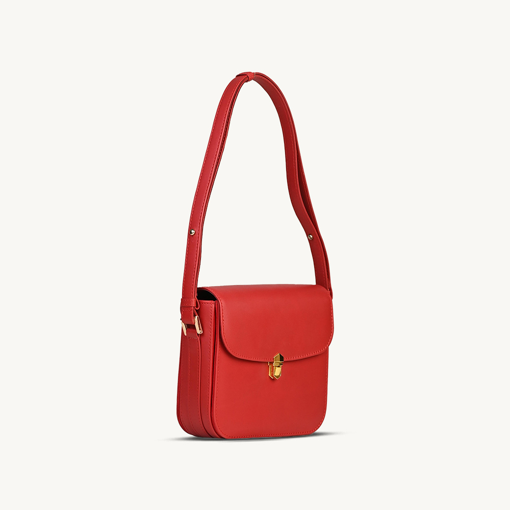 Modern Red Leather Shoulder Bag