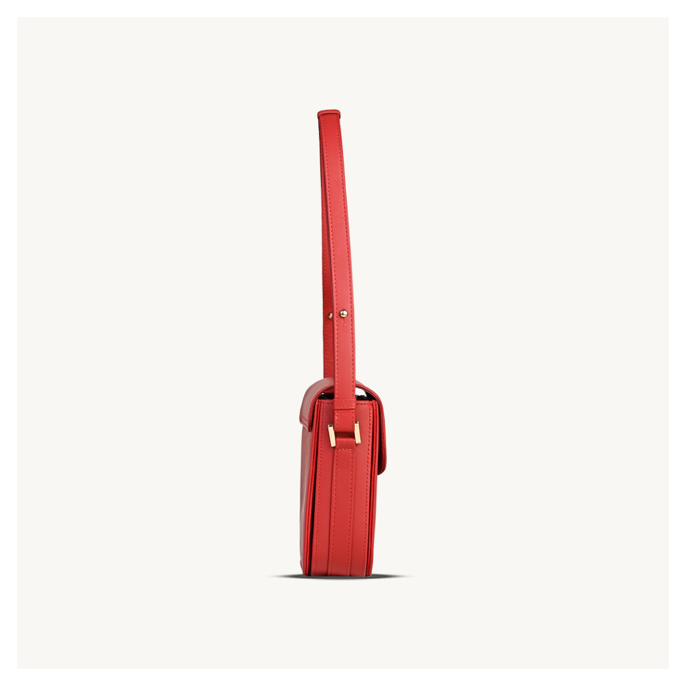 Modern Red Leather Shoulder Bag