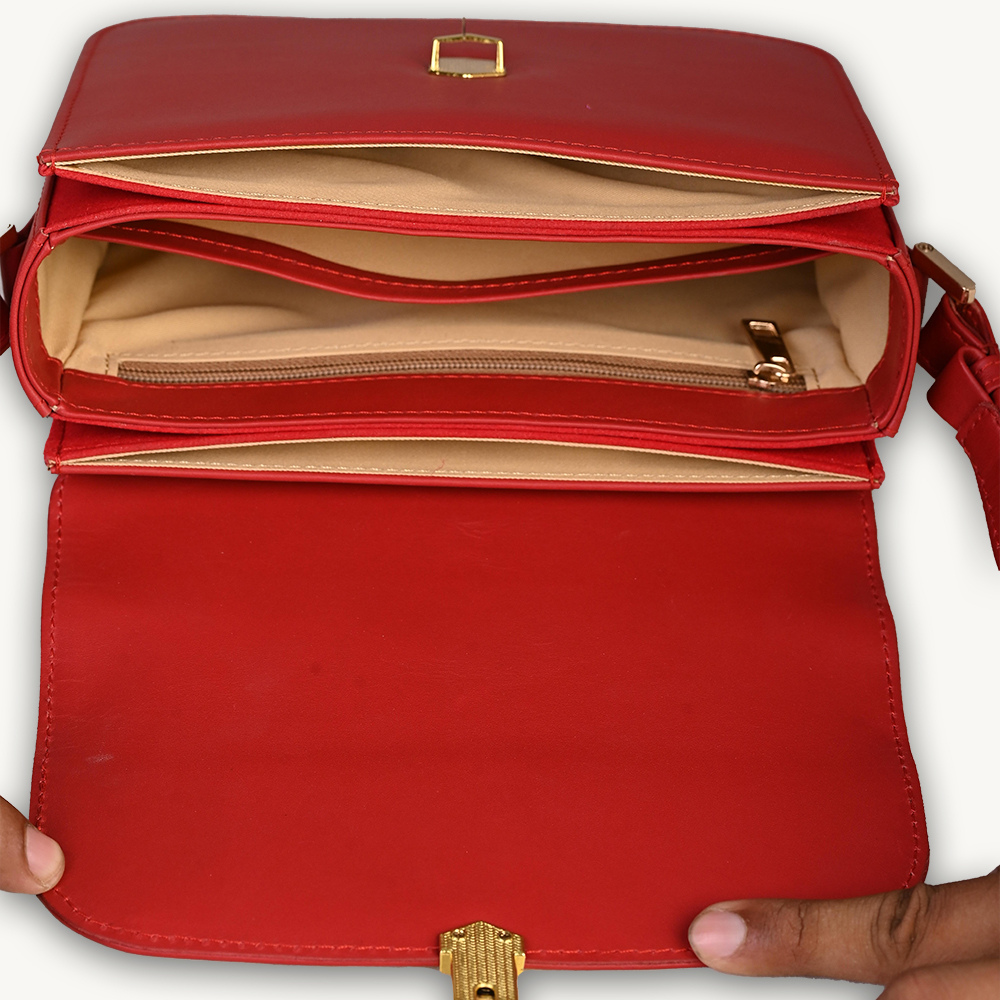 Modern Red Leather Shoulder Bag