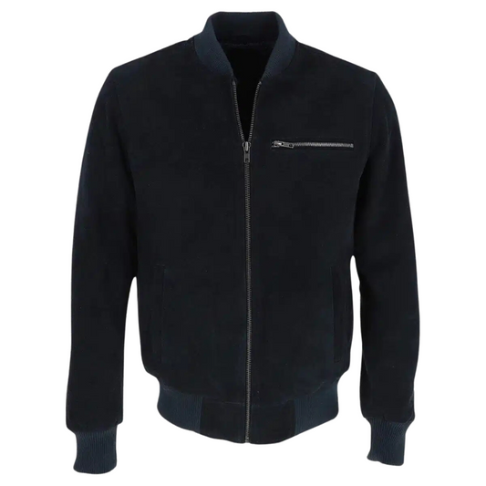 Navy Blue Maverick Suede Jacket