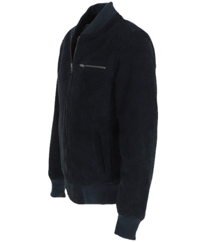 Navy Blue Maverick Suede Jacket