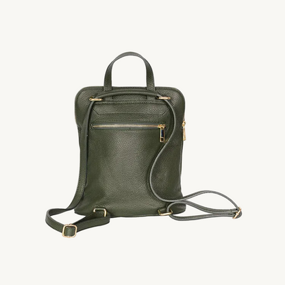 Olive Green Versatile Leather Backpack