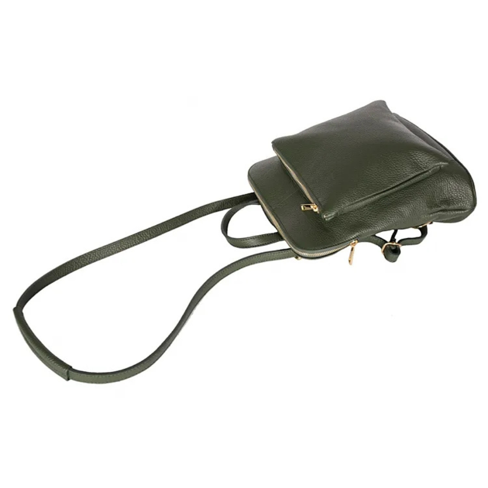 Olive Green Versatile Leather Backpack