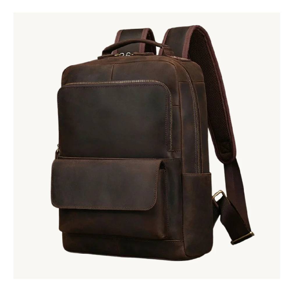 Premium Full Grain Leather Laptop Backpack Vintage Style