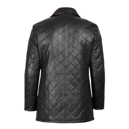 Quilted Black Leather Coat