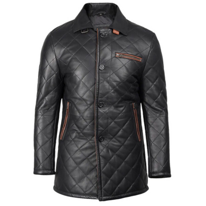 Quilted Black Leather Coat